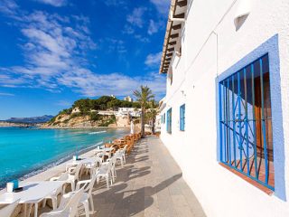 moraira playa el portet beach turquoise water in teulada alicante spain