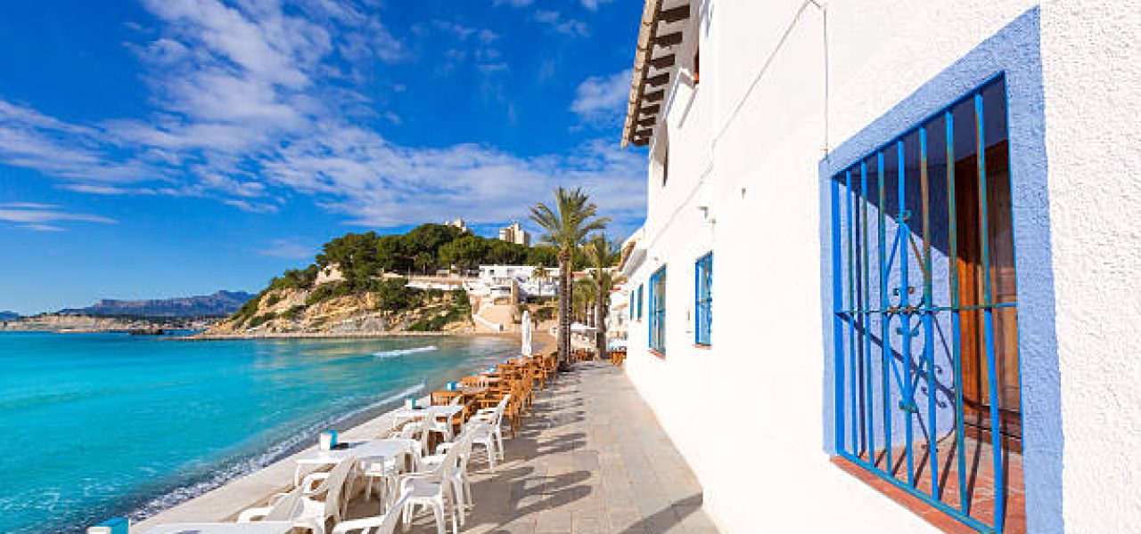 moraira playa el portet beach turquoise water in teulada alicante spain
